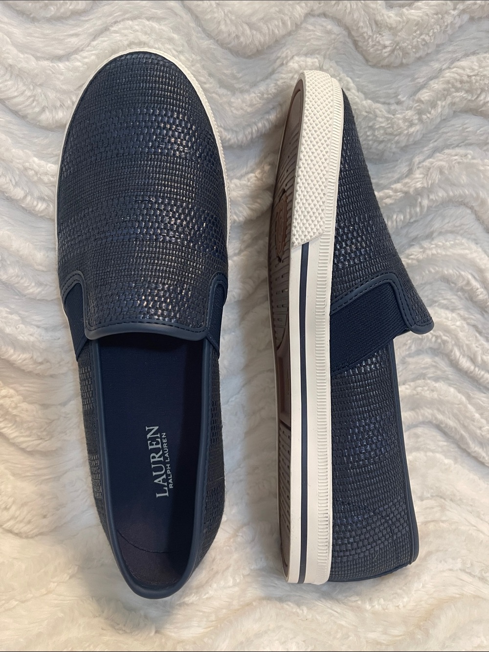 NWOB Ralph Lauren Jinny Slip-On Sneakers in Navy Blue